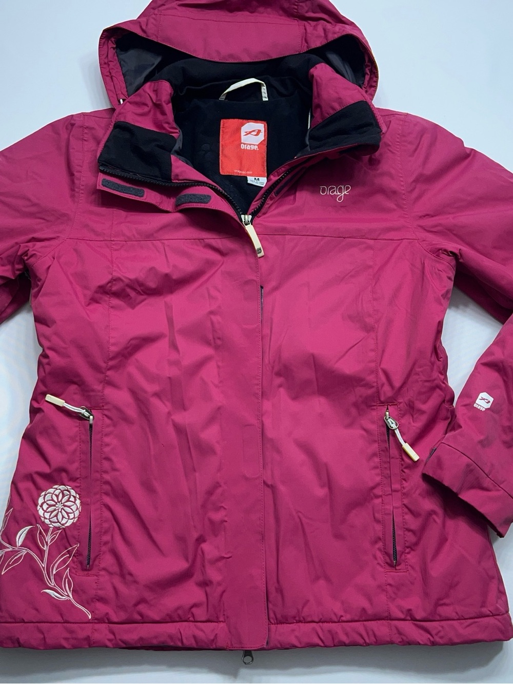 Orage Ski Jacket Womens Size Medium Pink Nina Soft Shell Hooded Vented Sleeves